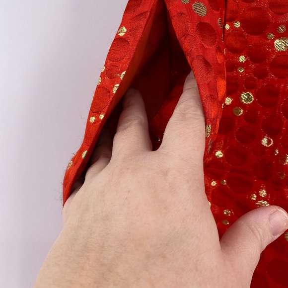 Lauren Moffatt Anthro crimson bubbles mini skirt size 4 red metallic gold pocket - Picture 7 of 11